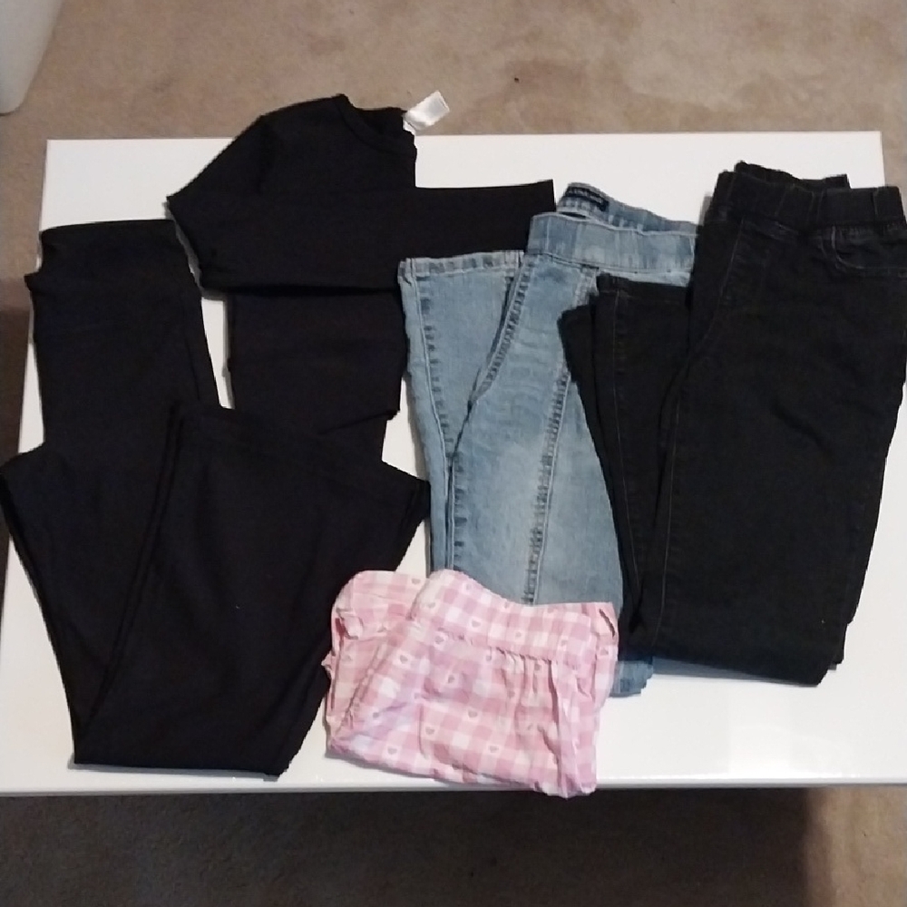 Kids Stretch Denim & Legging Bundle - Pink, Light Blue, Black